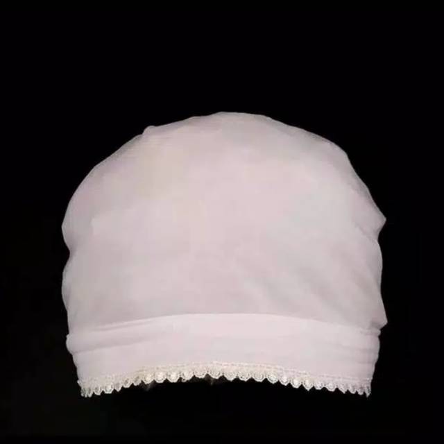 Dalaman Ciput Renda Polos Hitam Putih / Perlengkapan Haji Umroh Wanita