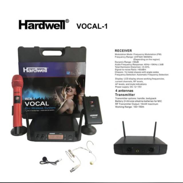 Mic wireless hardwell vocal-1 mic pegang +jepit .headset