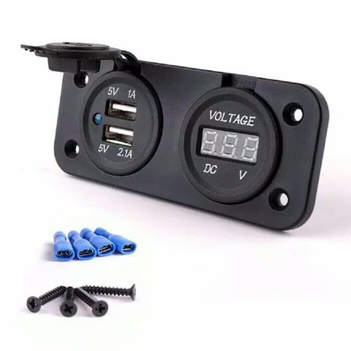 Charger Motor Dual USB Voltmeter Waterproof / Voltmeter Cas Hp Nmax terbaru