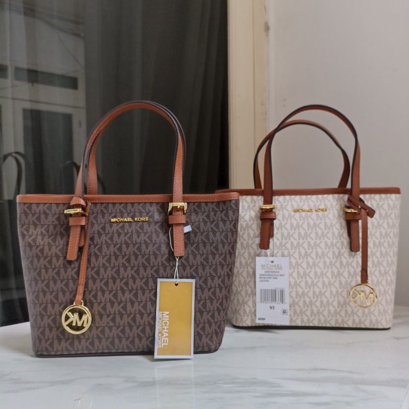 TAS WANITA MK JET SET TRAVEL EXTRA SMALL LOGO TOP ZIP TOTE BAG