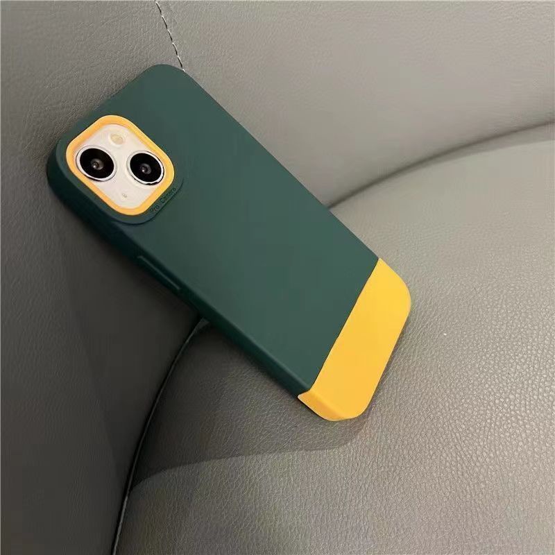 Casing Desain Sambungan Warna Kontras Hijau Putih Untuk iPhone 12 13 11 Pro Max X Xs Max Xr ouyg