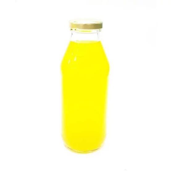 Botol Minuman Kaca Bening Beling Kulkas Tutup Stainless Steel Emas Kuning 500ML Tahan Panas 120 Dera