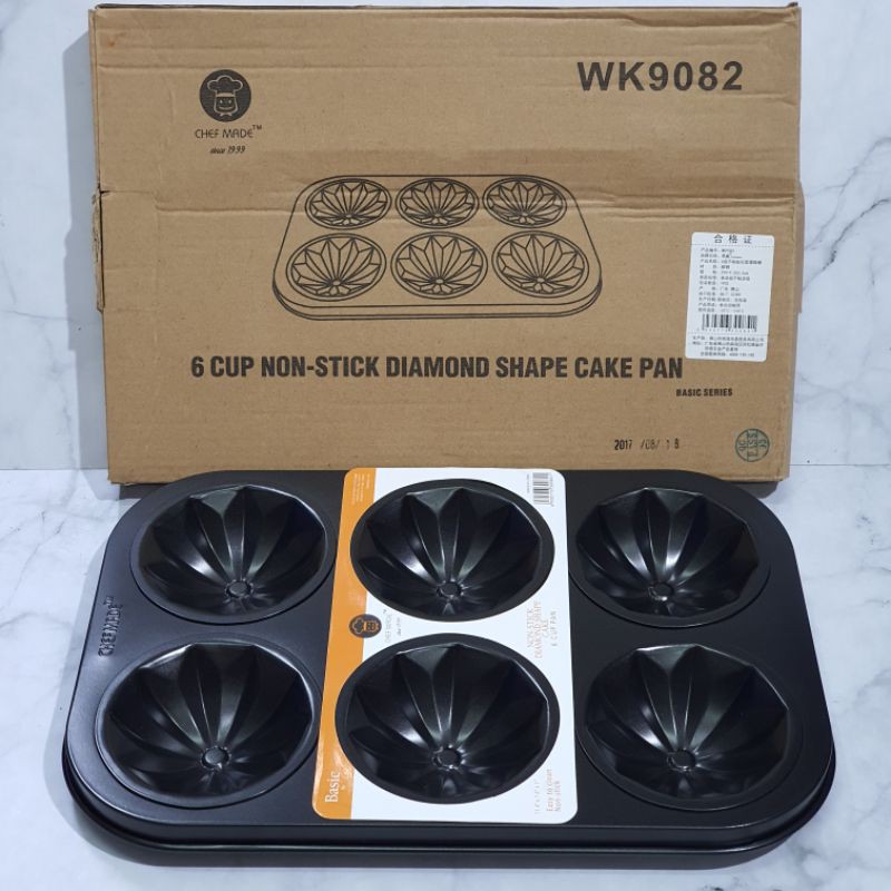 CHEFMADE 6s diamond shape cup cake non stick baking pan