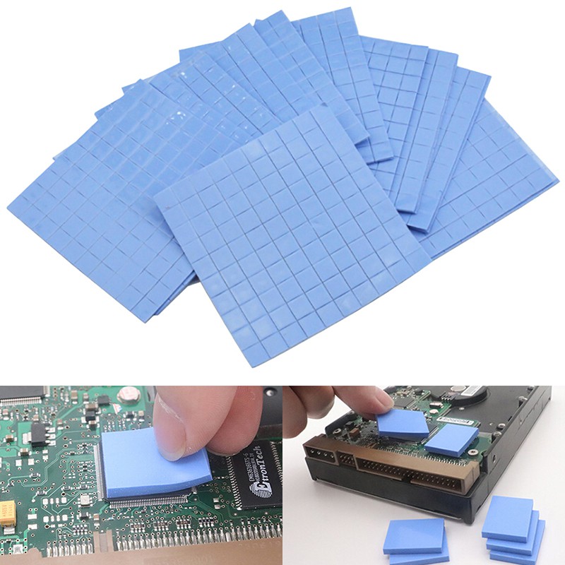 (Ele) 100pcs 10x10 X 0.5mm Pad Thermal Silikon Konduktif Pendingin Gpu Cpu Warna Putih