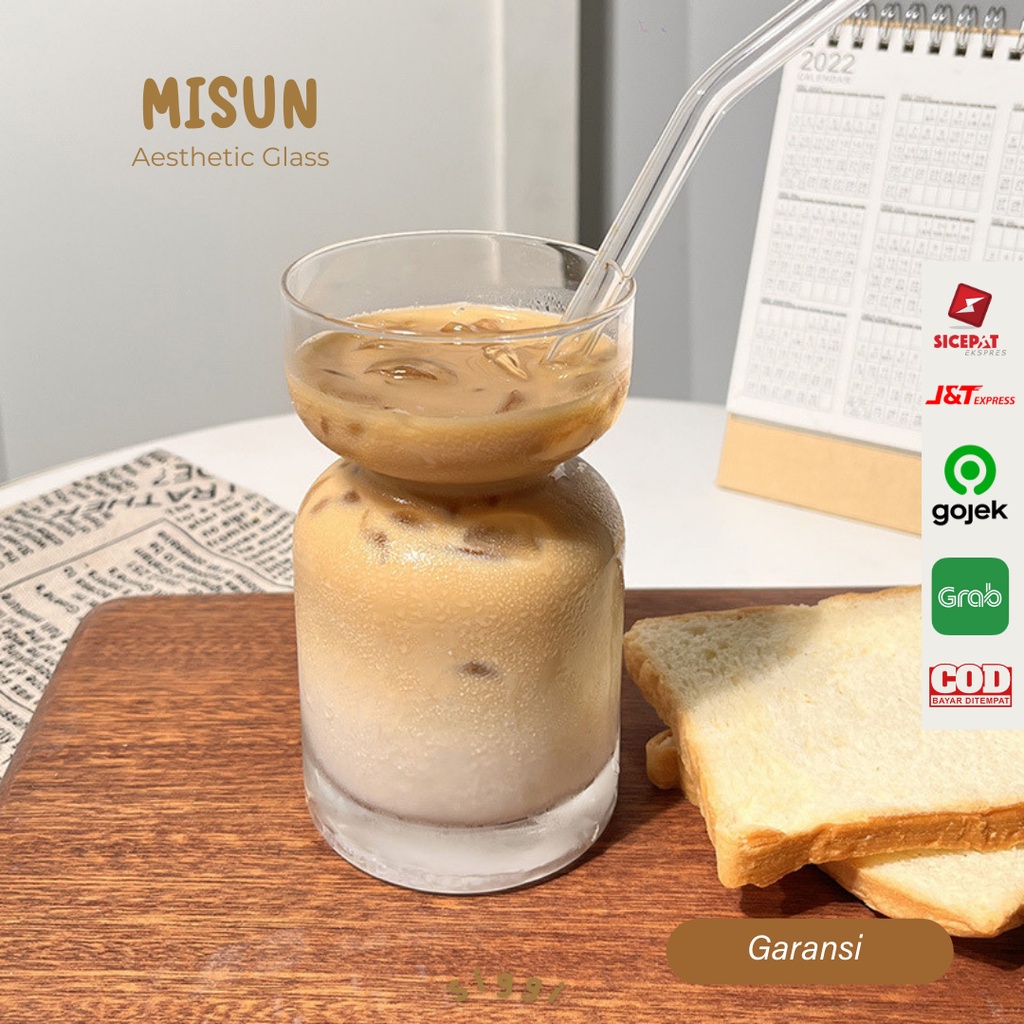 [siggi] MISUN Glass Aesthetic / Coffee Drinking Glass /  Korean Coffee Glass Aesthetic / Gelas Kopi 