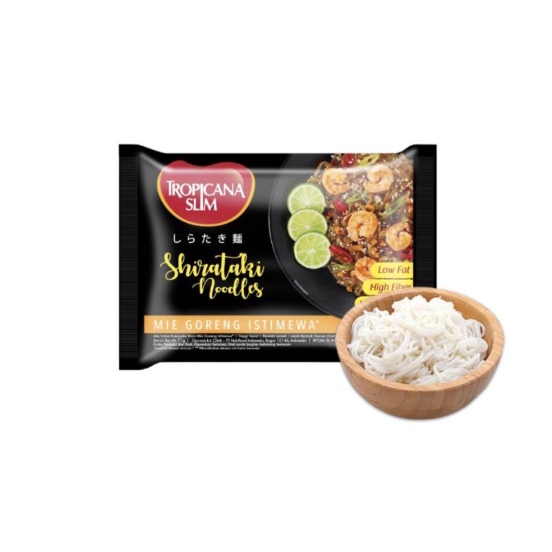 

Tropicana Slim Shirataki Noodle 71gr/Mie Goreng Istimewa/Low Fat,High Fiber,Less Salt