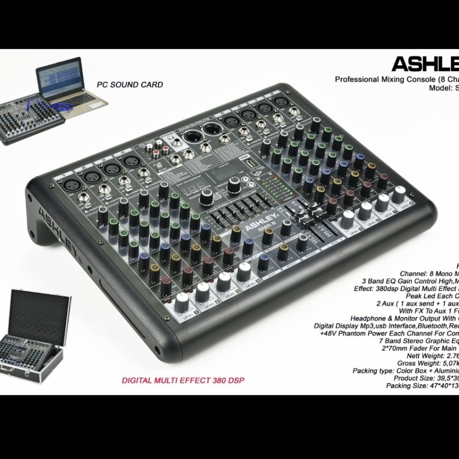 mixer audio ashley smr8 smr 8 (8 channel) original ashley garansi 1th