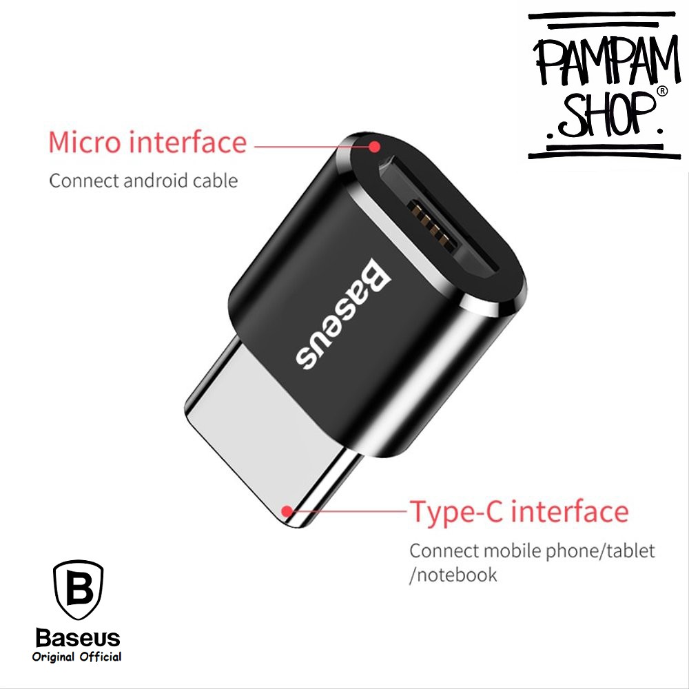 BASEUS ORIGINAL USB OTG Adaptor MICRO USB Female to TYPE C Male Adapter Converter Connector Konektor