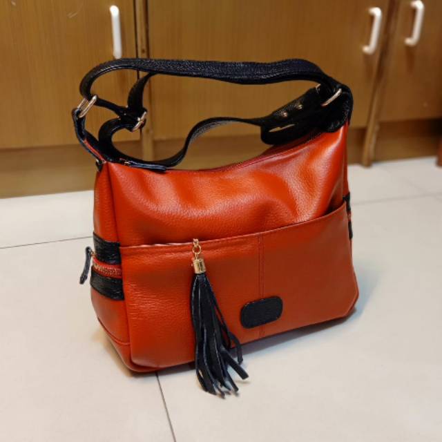 TAS SELEMPANG WANITA KULIT SAPI ASLI MARVEL MERAH BATA