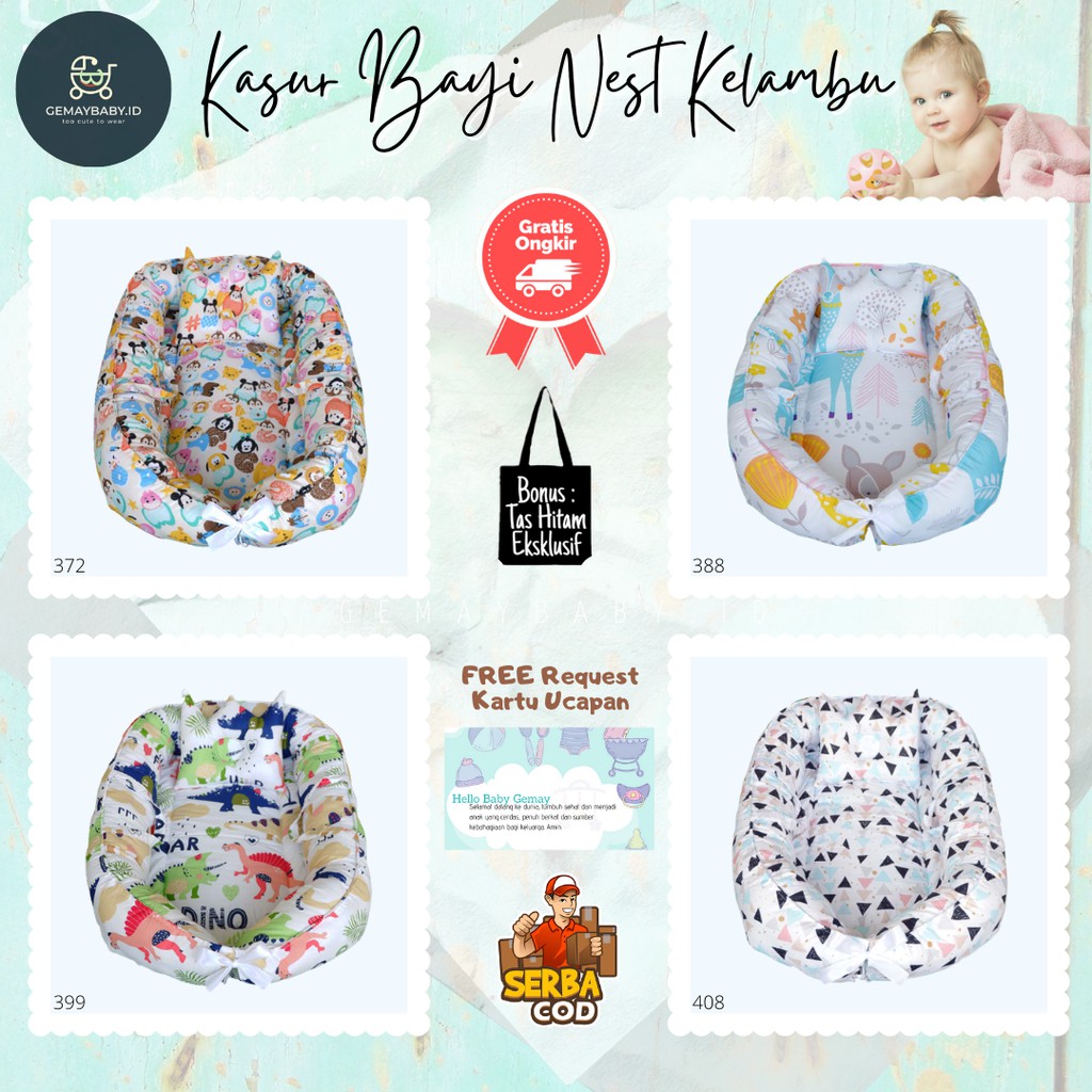 Kasur Bayi Model Perahu Kelambu Lepas Baby Nest Motif Karakter Kado Perlengkapan Kasur Bayi Gemay