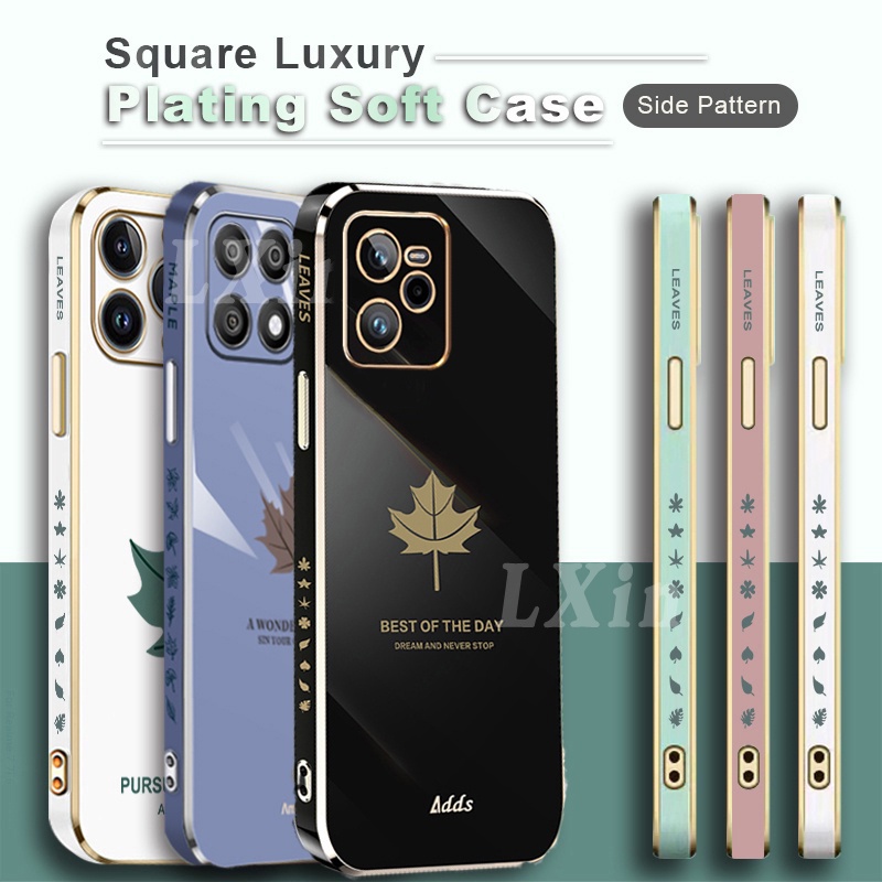 Casing Silikon Realme C53 C55 Realme 10 C35 C31 Realme 8i 8Pro 9i Realme C11 2021  5 5i 6i C3 C2 C25 C25S C15 C12 C17 7i Neo2 Narzo 30A Motif Daun Maple