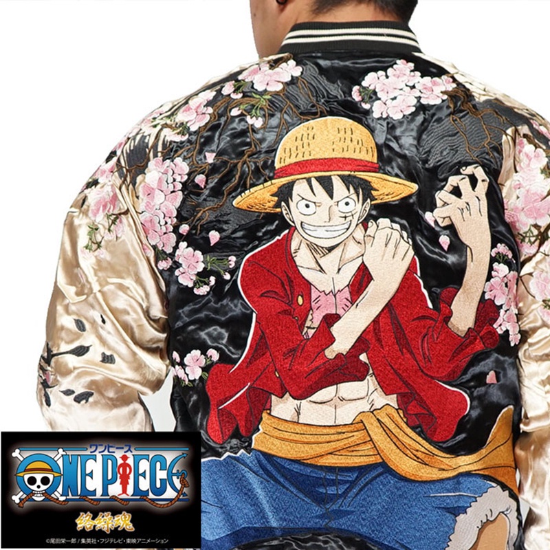 【QTakasi】Japanese and handle Yokosuka embroidered double-sided jacket ONE PIECE One Piece anime joint name Luffy Chunqiu