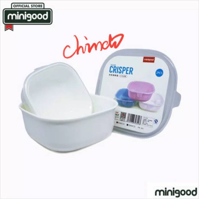 KOTAK MAKAN MINIGOOD BOX PLASTIC ISI 2 TEMPAT MAKANAN SQUARE CRISPER