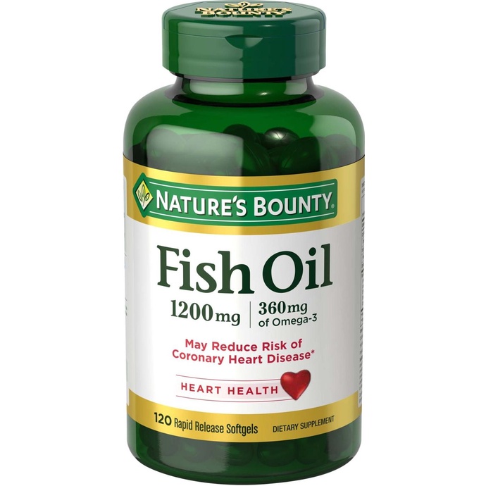 Nature's Bounty Fish Oil 1200mg Omega 3 -100% Original USA - 200 Softg ---Terbaru---