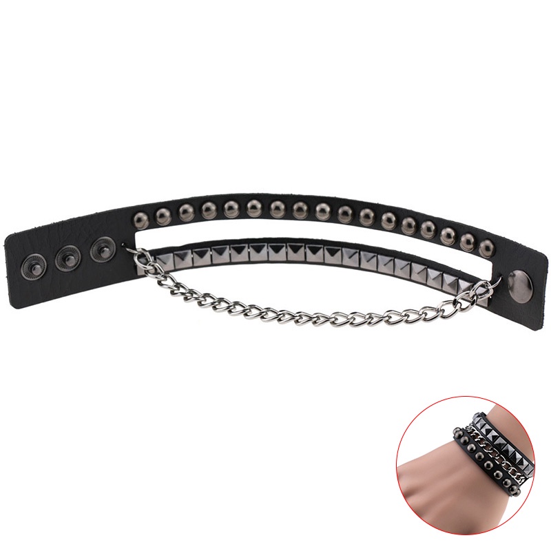 Rantai Multilayer Bahan Kulit Gaya Gothic Punk