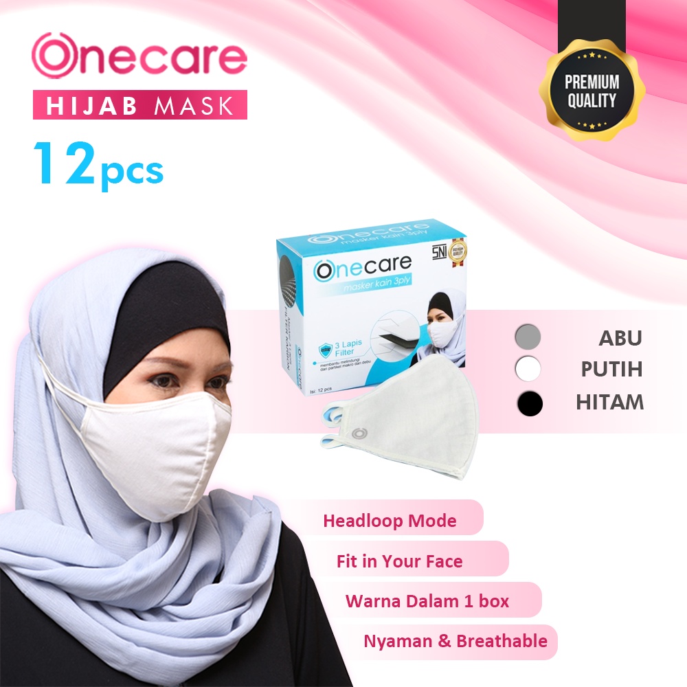 MASKER KAIN 3PLY 3 LAPIS FILTER KARBON - MASKER HIJAB MASK