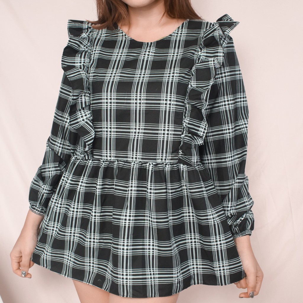 Blouse Cirelea wanita - blouse murah motif lengan panjang bahan micro size fit L