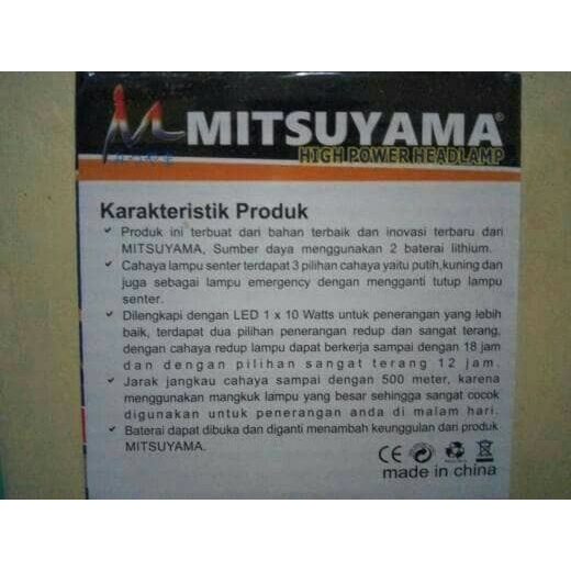 COD SENTER KEPALA BATERAI MITSUYAMA MS - 141 LED 10 WATT BONUS LENSA KUNING+BOHLAMP LAMPU