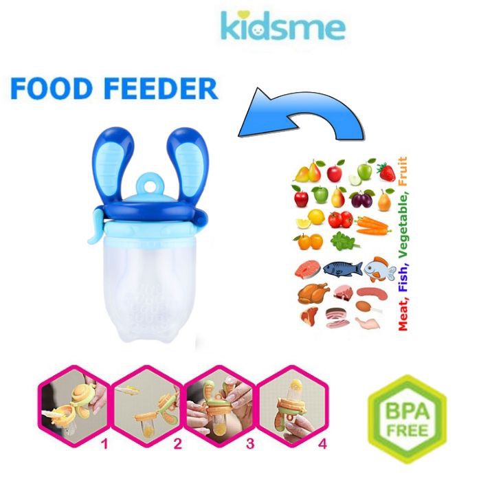 LITTLE BABY FRUIT FEEDER 2 NIPPLE SIZE ( M &amp; L ) / Kidsme Food Feeder Size L - Empeng Dot Buah Bayi Baby Fruit FoodFeeder Pacifier