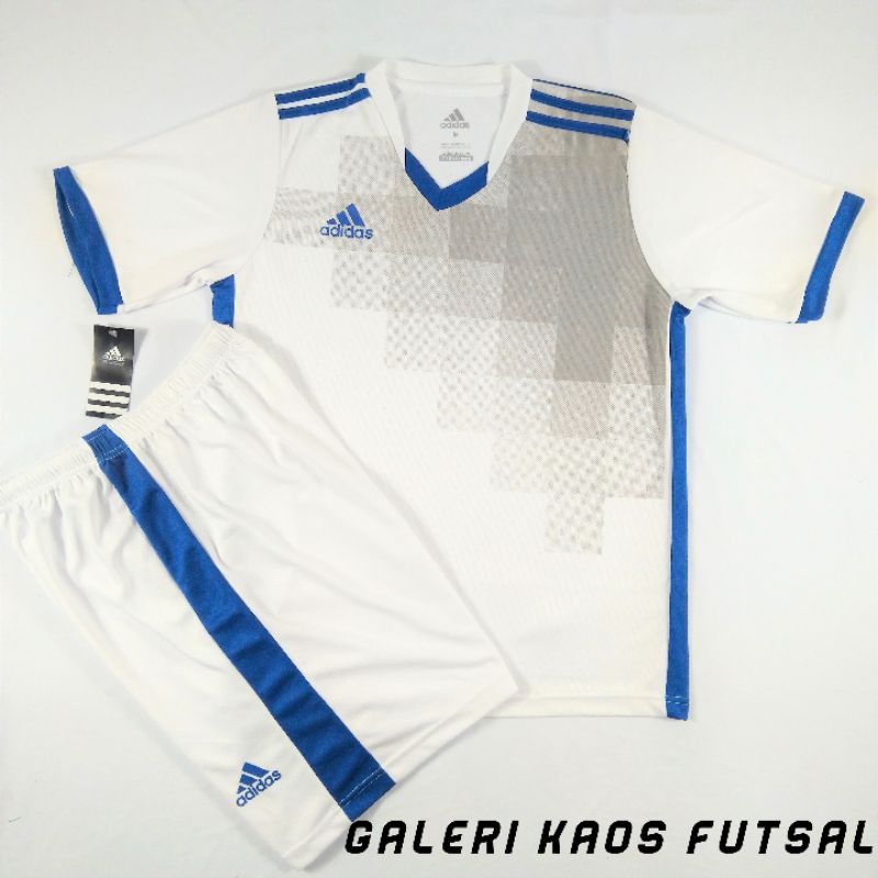 KAOS FUTSAL ADIDAS || 01 || PUTIH BIRU
