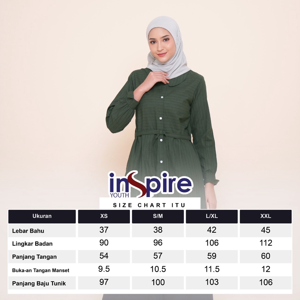 Inspire ITU 58 Tunik wanita Bahana Kenzie Stripe Atasan muslimah terbaru baju remaja masakini