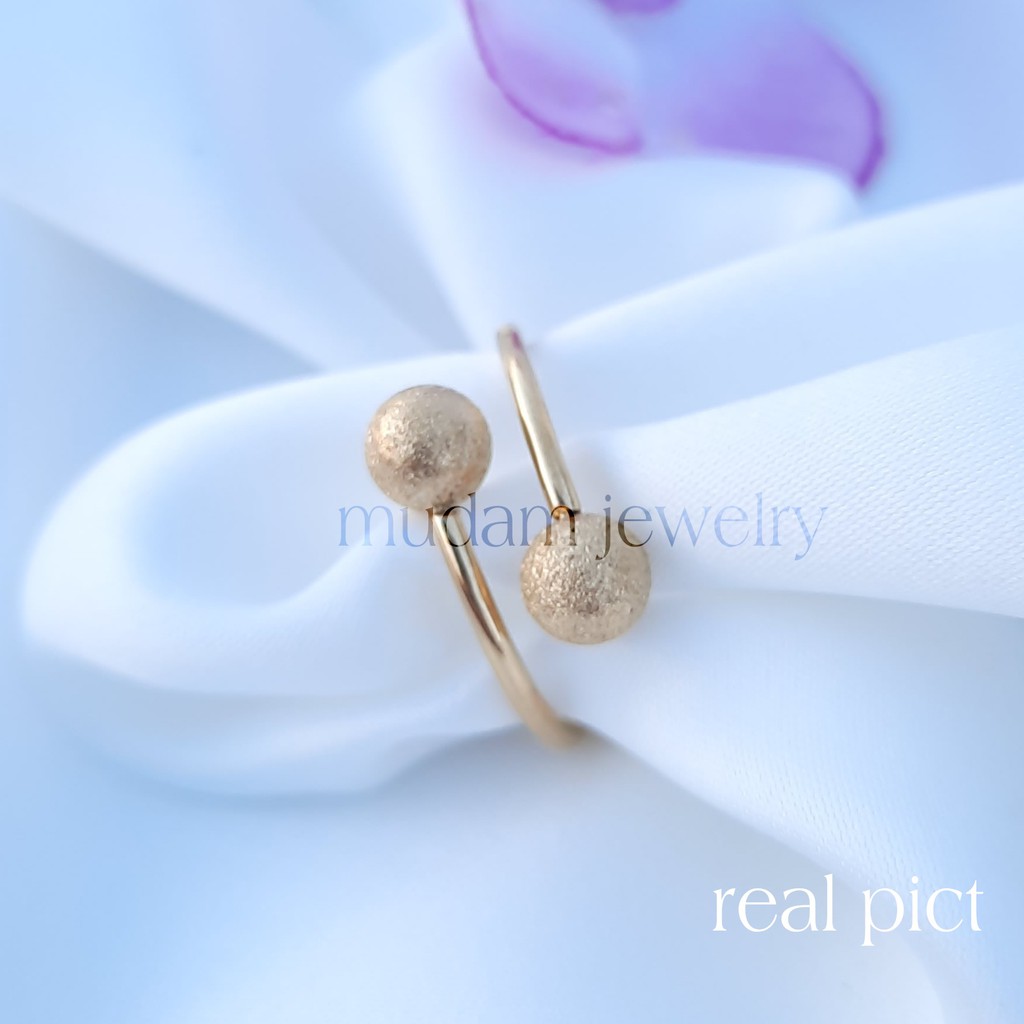 Cincin Titanium Two Balls Simple dan Elegan Warna Rosegold