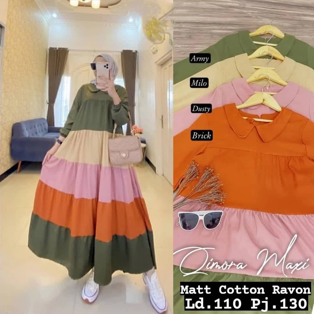 QIMORA MAXI BL KAIN KATUN RAYON KANCING BELAKANG Dapat GAMIS WANITA ( TIDAK TERMASUK HIJAB ) Produk Best Seller High Recommended