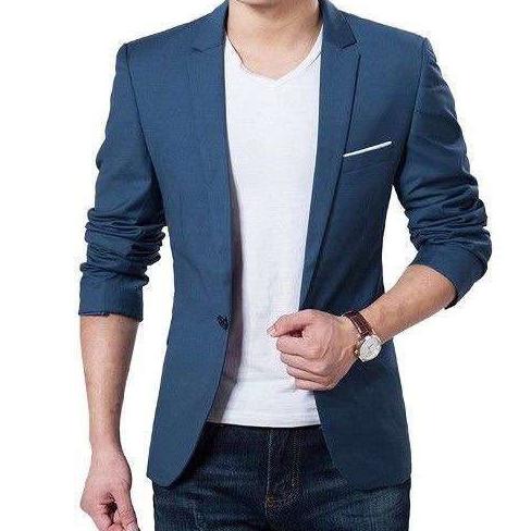 [blazer hugo navy OT] blazer pria katun stretch navy