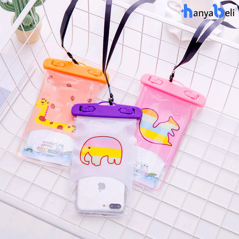 HanyaBeli Sarung Pouch Hp Anti Air Kartun Pelindung Hp Waterproof Motif Kartun