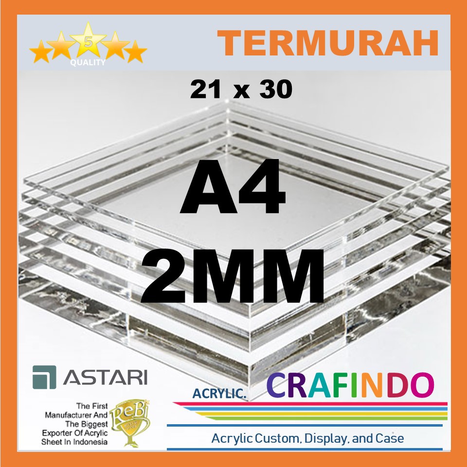 

Akrilik lembar A4 ukuran tebal 2 mm bening acrylic sheet