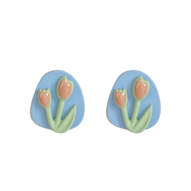 Anting Tusuk Gantung Bahan Sterling Silver 925 Desain Bunga Tulip + Mutiara Gaya Retro High quality Untuk Wanita