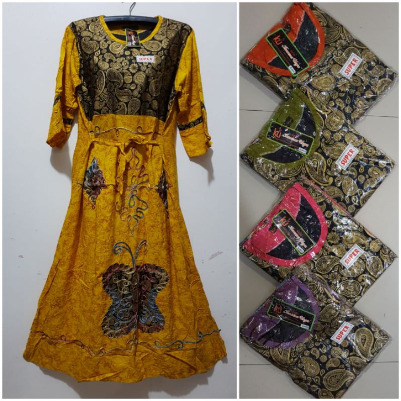 YULI - LONGDRES KENCANA UNGU APLIKASI LD 110 CM/PB 125 CM BATIK KU LEBEL HITAM(KUH)