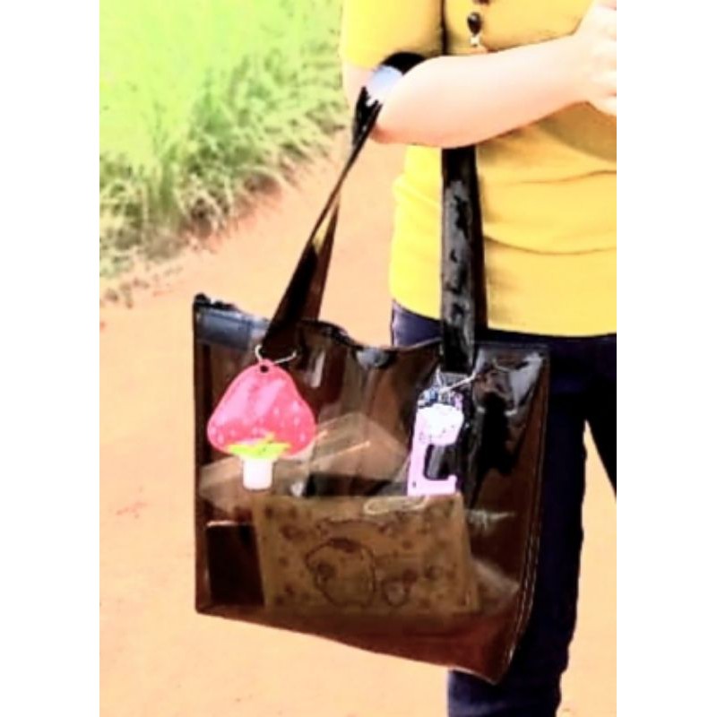Tas Modis Transparan PVC new normal -black
