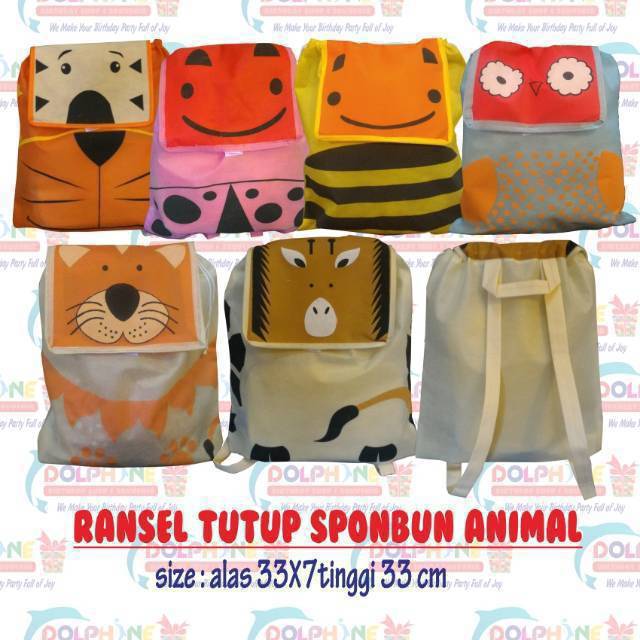 

Tas ultah ransel tutup spunbond animal