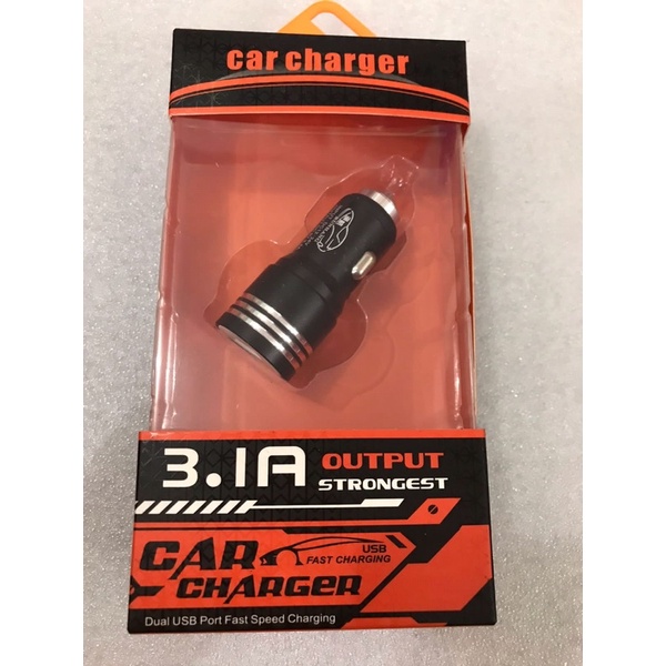 Batok Charger mobil 2output 3,1Ampere METAL Car Charger