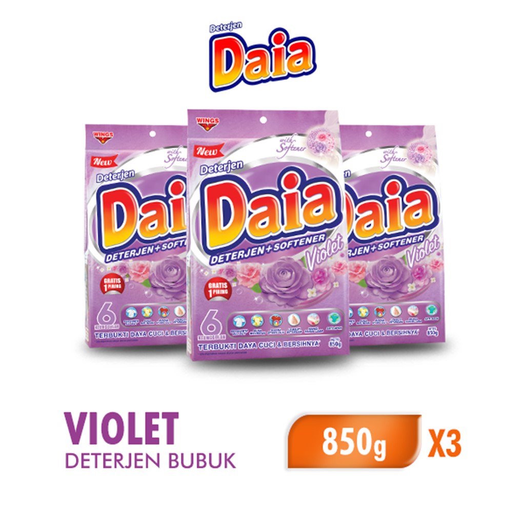 Daia Deterjen Bubuk Violet 800 gr x3