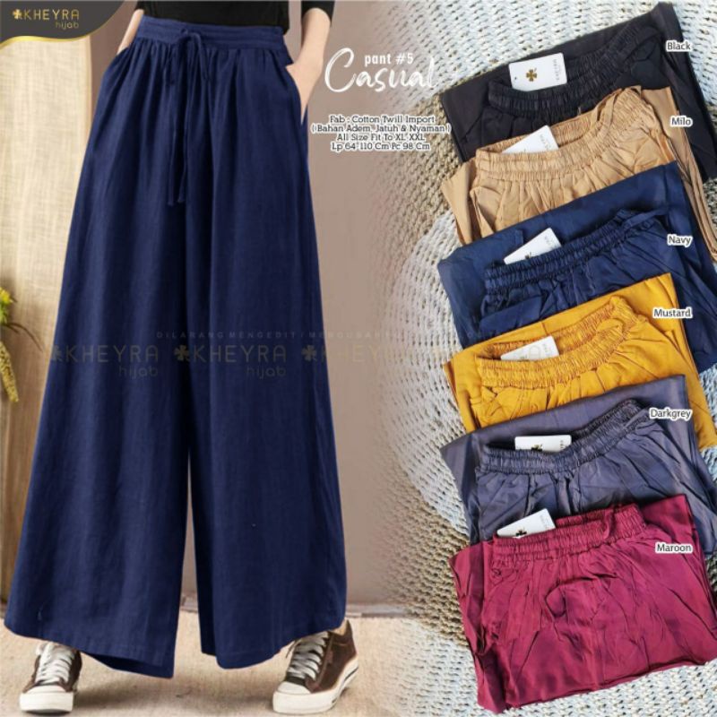 Casual Pant ori KHEYRA HIJAB #5 #3 #4 #9 #10 #19 #24 #29 Kulot Pallazo Celana Katun Rami / Linen