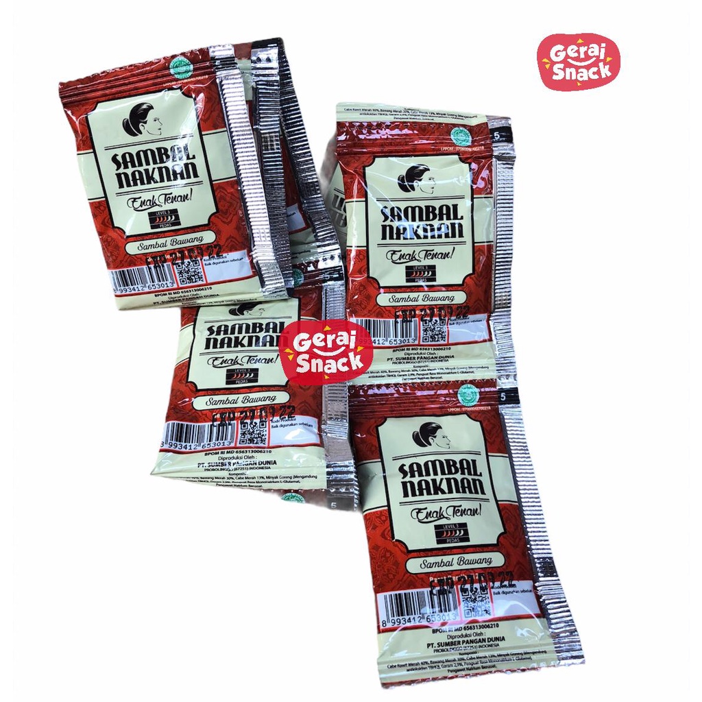 Sambal Bawang Naknan 1 Renceng Pedas Level 3 Isi 10 Sachet Praktis Ekonomis