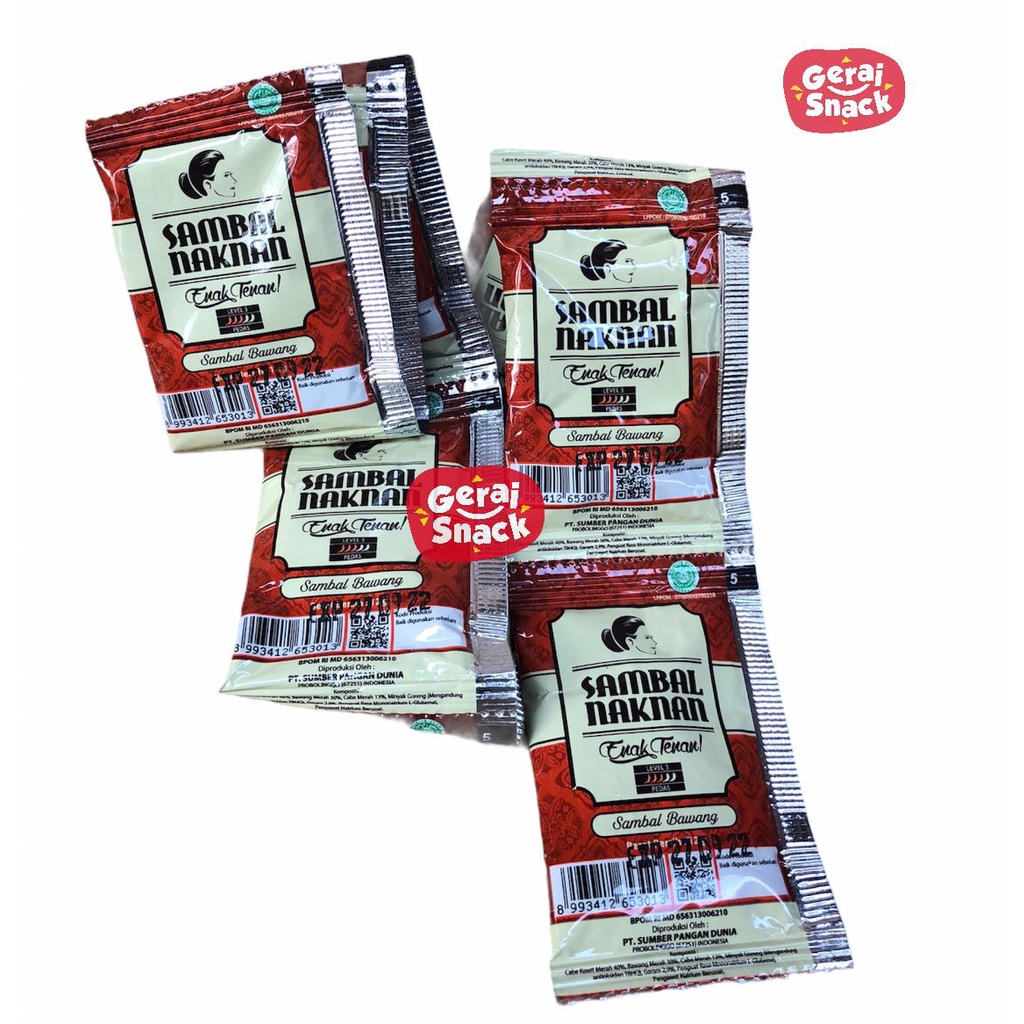 Sambal Bawang Naknan 1 Renceng Pedas Level 3 Isi 10 Sachet Praktis Ekonomis  (10 x 12g)