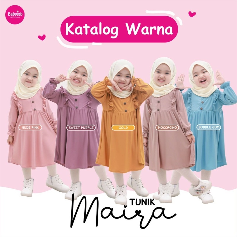 Babyjab Tunik Maira Gamis Anak Perempuan - Baby Jab Muslimah Anak Cewek Usia 0 1 2 3 4 5 6 Tahun