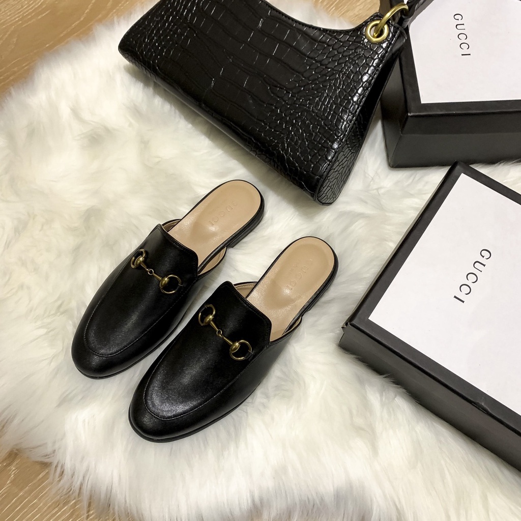 Original 2022 New (with box) Gucci classic half slippers women shoes fashion trends (with box)
