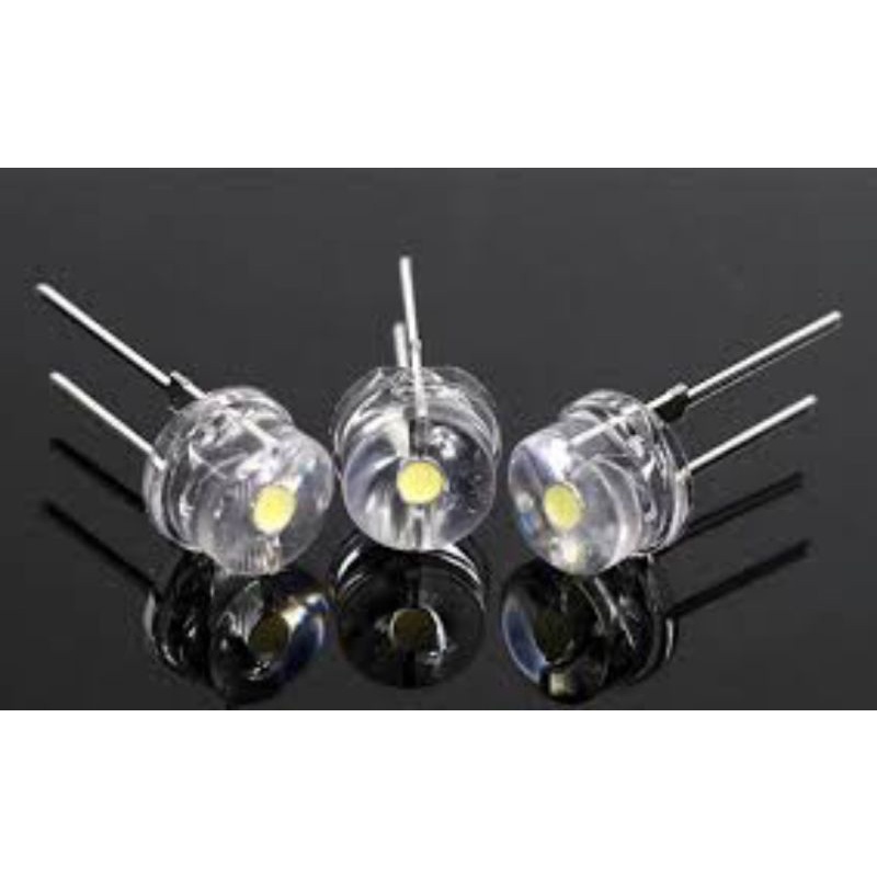 HARGA 10 PCS LED 8MM STARWHAT PUTIH KAKI PENDEK