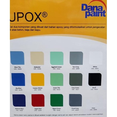 DANAPAINT UPOX CAT LANTAI KERAMIK /UPOX EPOXY + HARDENER 0.9 LT/SET