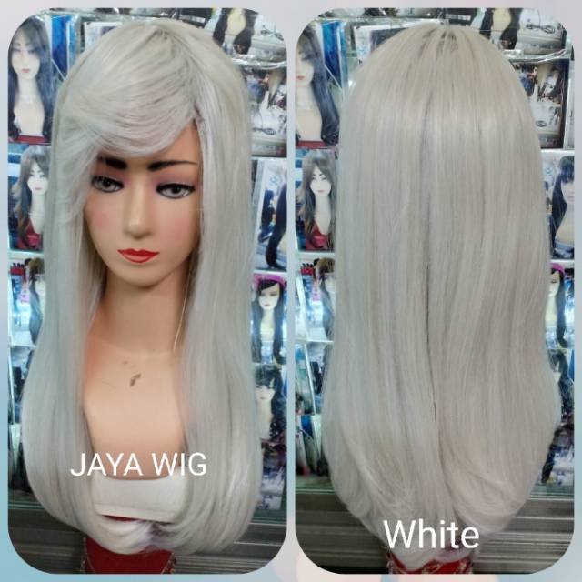 Wig Lurus Panjang Poni Samping Rambut Palsu Wanita Panjang 55CM