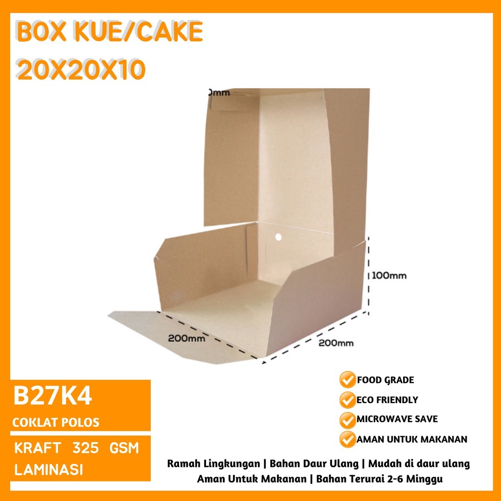 Dus 20x20x10 Bahan 325 Gsm Dus Bakery (B27K4-20X20X10 Cm)