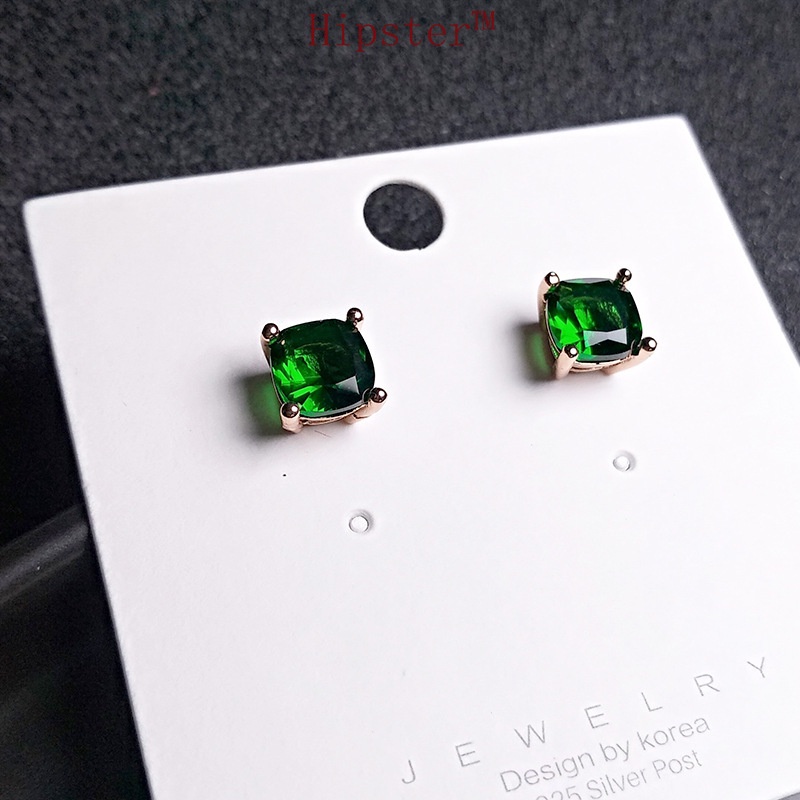 Hot Sale Fashion Socialite Style Green Crystal Simple Stud Earrings