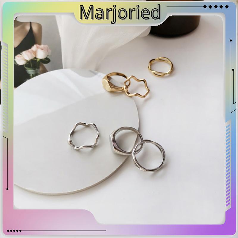 3pcs / Set Cincin Jari Telunjuk Desain Geometri Asimetris Untuk Wanita-MJD