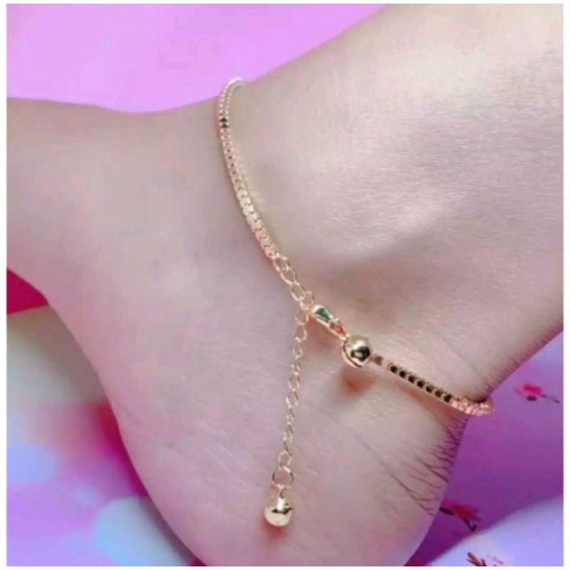 gelang kaki milano cuping gold perhiasan wanita titanium gold