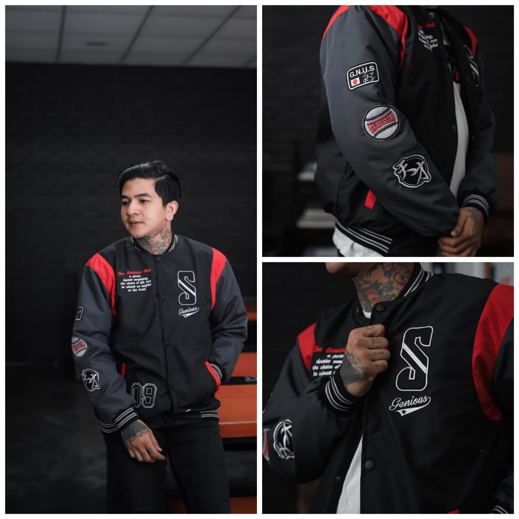 JAKET PRIA - JAKET VARSITY - JAKET BOMBER BASEBALL - JAKET BASEBALL VARSITY - SALVIO HEXIA - JAKET VARSITY PRIA