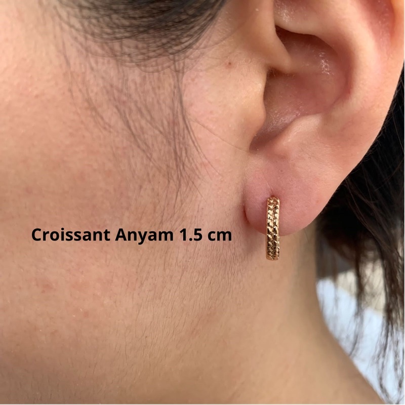Anting Rose Gold Rhodium Anti Karat Croissant - Croissant Hoop